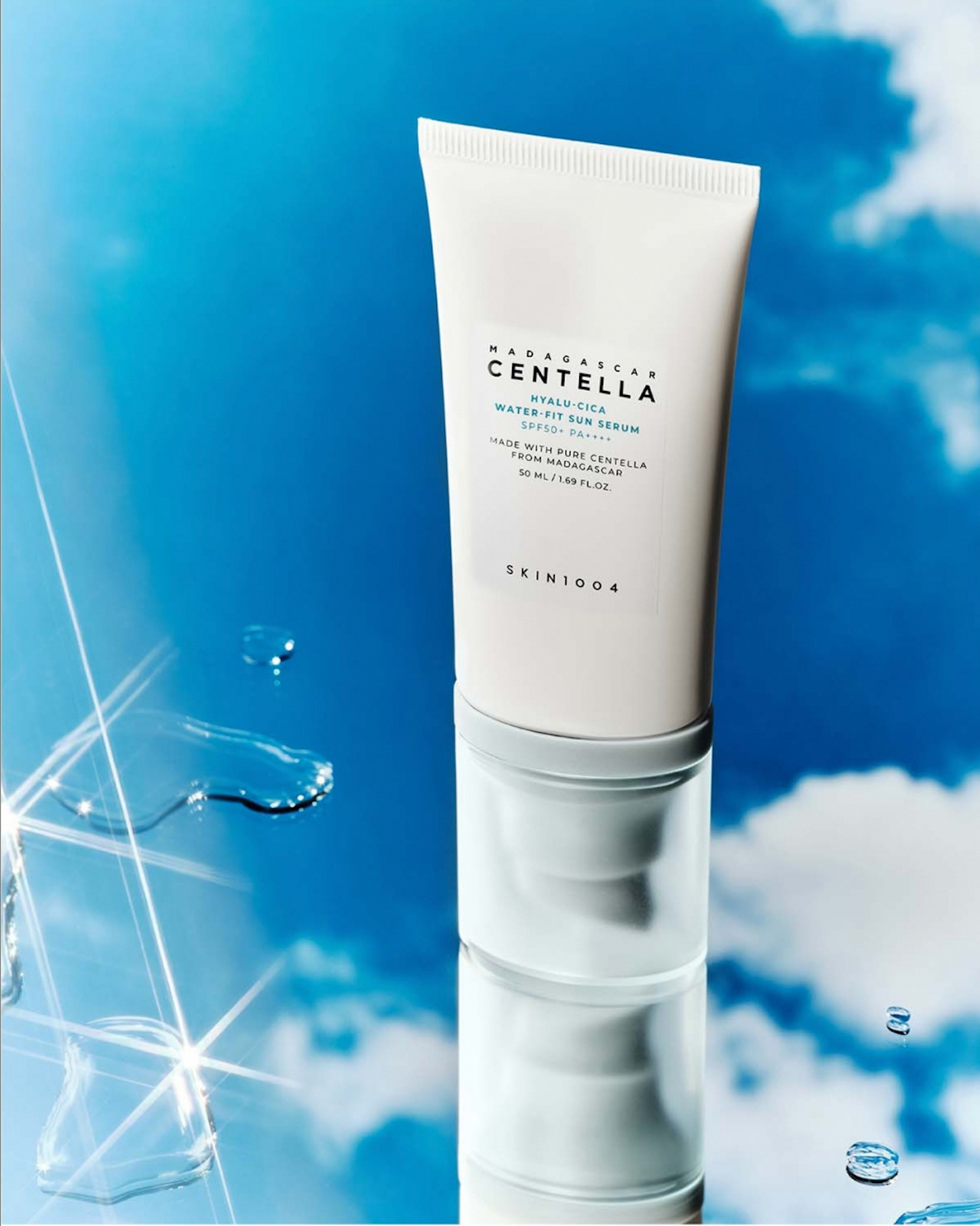 SKIN1004 Madagascar Centella Hyalu-Cica Water-Fit Sun Serum 50ml – Hydrating Sunscreen with Centella & Hyaluronic Acid for Glowing, Protected Skin