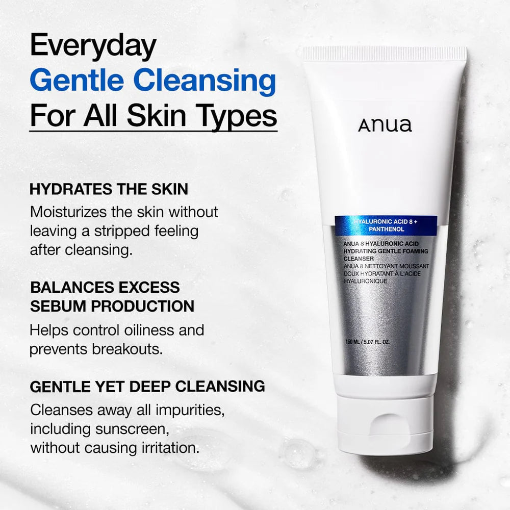 ANUA 8 Hyaluronic Acid Hydrating Gentle Foaming Cleanser 150ML